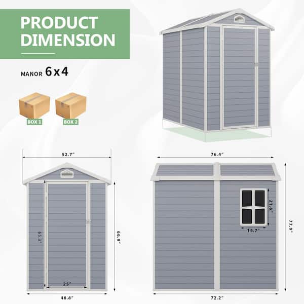 Sizzim 6.3 ft. W x 4.4 ft. D Outdoor Gray Resin Storage