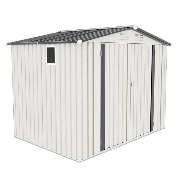 8 ft. W x 6 ft. D Metal Shed with Pitched Roof, Lockable Door & Side Window (48 sq. ft.)