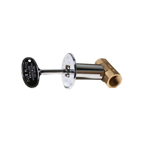 Blue Flame Straight Gas Valve Kit Includes Brass Valve, Floor Plate and Key in Polished Chrome
