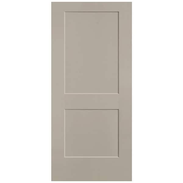Masonite 36 in. x 80 in. 2-Panel Logan Single Bore Solid Core Smoked Tan Molded Composite Interior Door Slab