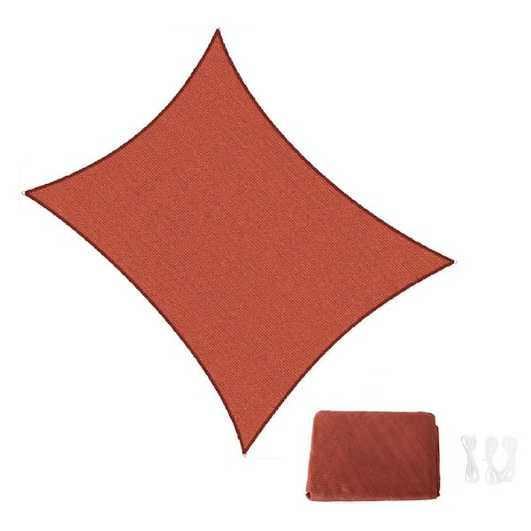 LAUREL CANYON 10 ft. x 13 ft. 185 GSM HDPE Red Rectangle Sun Shade Sail Screen Canopy with Ropes