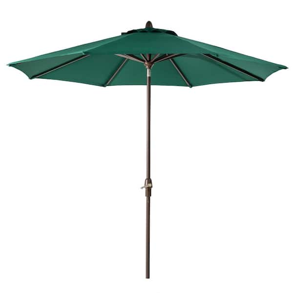 Glitzhome 10 ft. Aluminum Self Market Tilt Patio Umbrella, Olefin Fabric in Dark Green