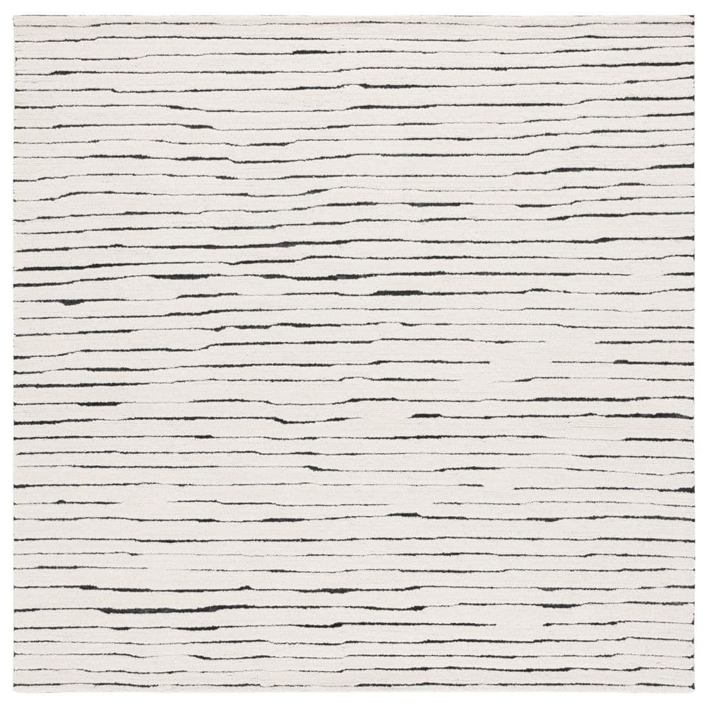 Casablanca 6 ft. x 6 ft. Ivory/Black Abstract Striped Square Area Rug price history on PriceWatchPro