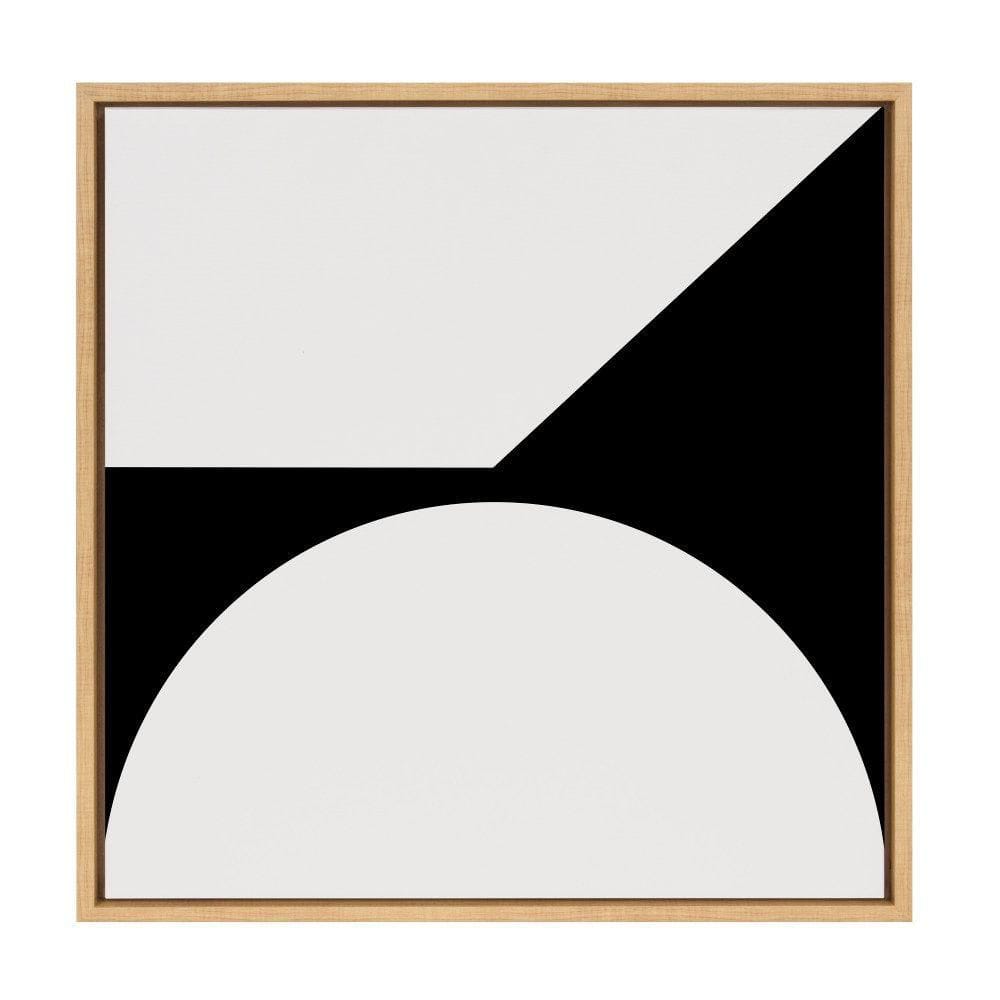 22'' Black and White Abstract Canvas Print with Natural Frame