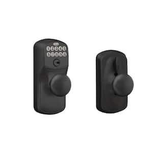 Plymouth Matte Black Electronic Keypad Door Lock with Plymouth Knob and Flex Lock