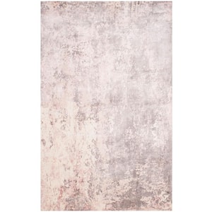 Mirage Pink 4 ft. x 6 ft. Abstract Distressed Area Rug