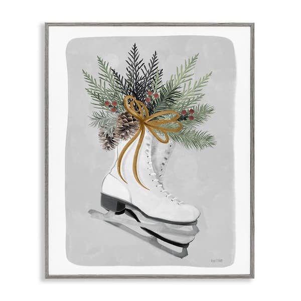 Stupell Industries Winter Skates and Pinecone by House Fenway 1-Piece Framed Graphic Print Nature Poster Art Print 30 in. x 24 in.