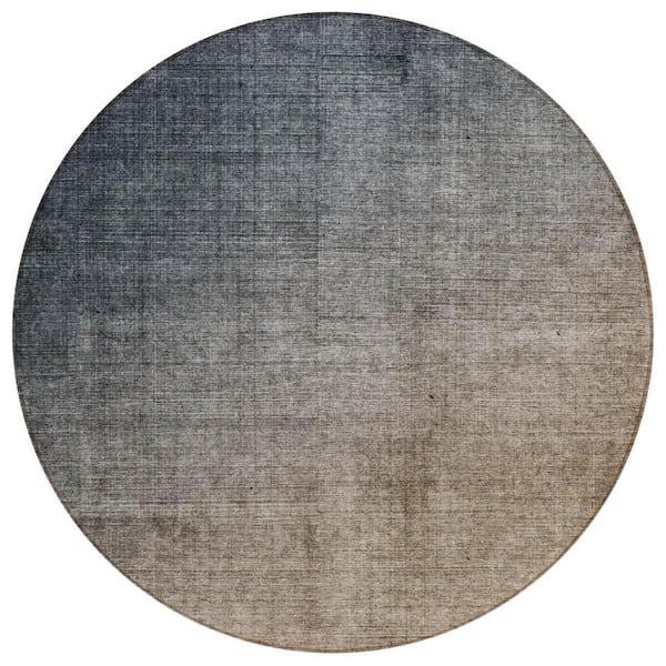 HomeRoots Taupe and Gray 8 ft. Round Woven Solid Color Round Indoor/Outdoor Area Rug