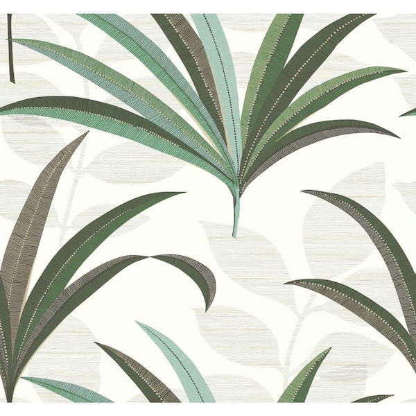 York Wallcoverings White El Morocco Palm Paper Unpasted Matte Wallpaper (27 in. x 27 ft.)