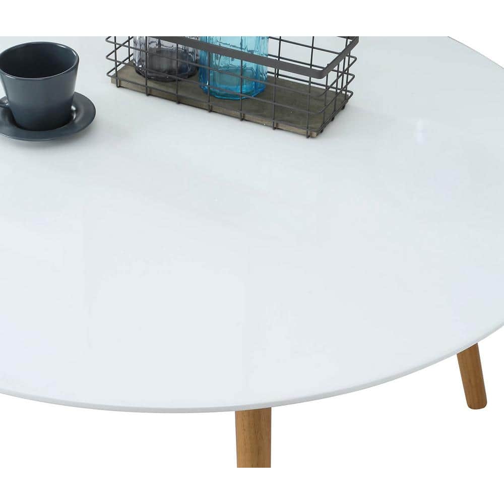 Oslo 32" Round White Gloss Midcentury Modern Coffee Table