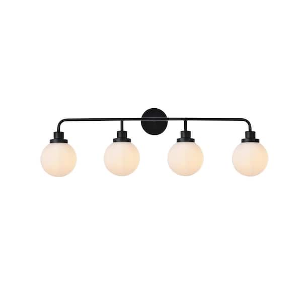 Unbranded Home Living 37.5 in. 4-Light Black Vanity Light with Glass Shade