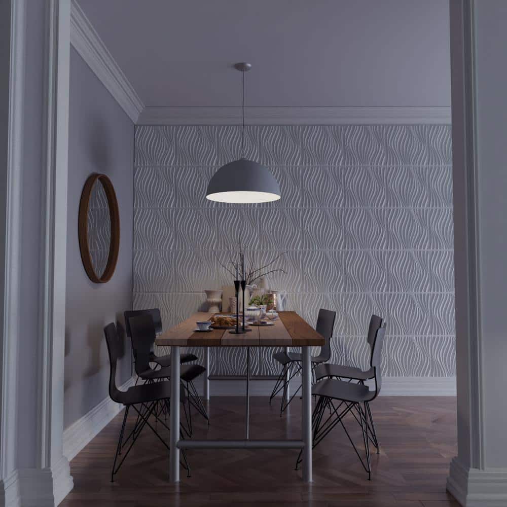 White Textured PVC 3D Decorative Wall Panels, 20-Pack