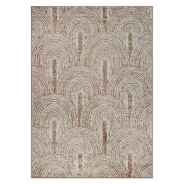 Milan 5 ft. X 7 ft. Brown Contemporary Bohemian Arch Area Rug
