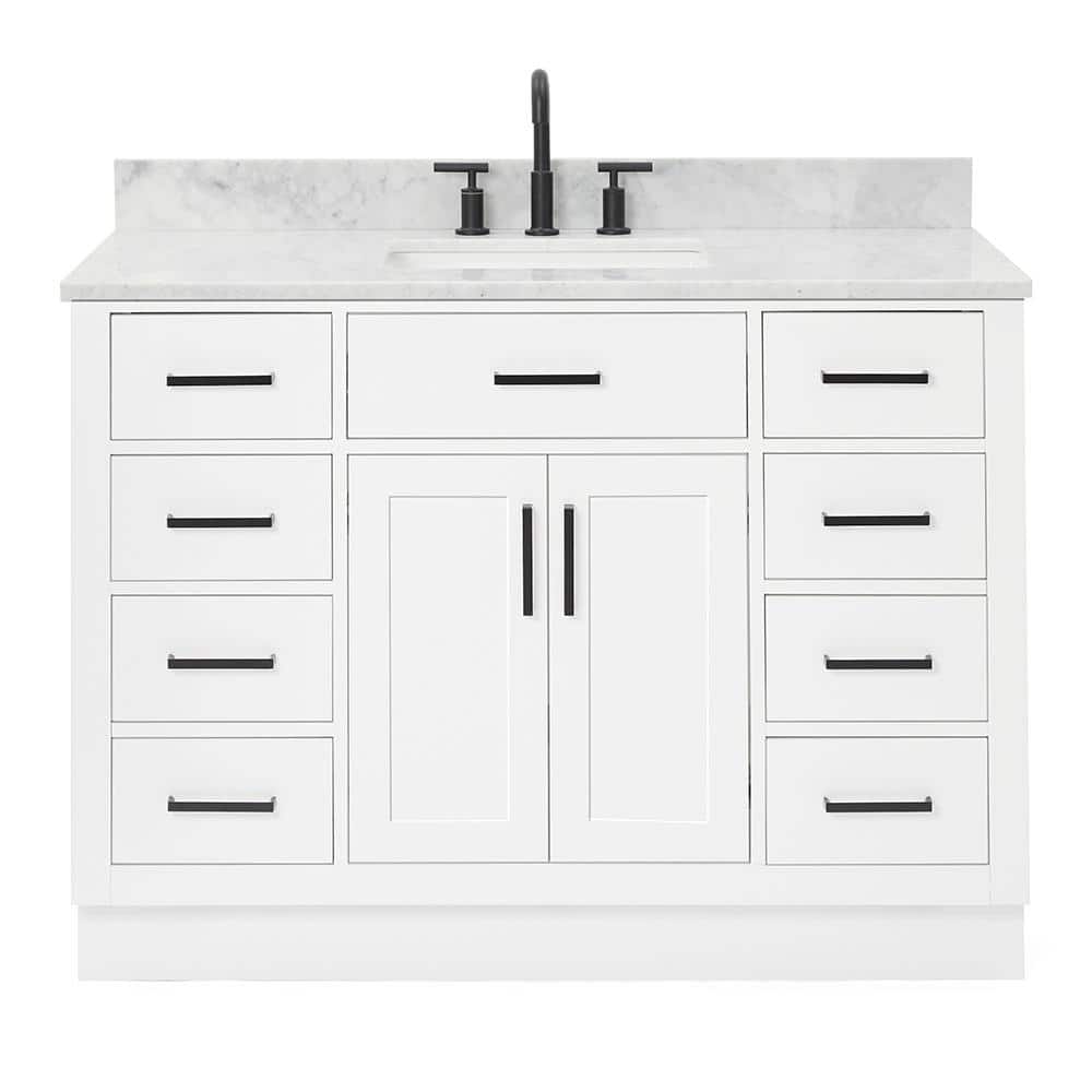 Hepburn 49" White Marble Top Single Basin Vanity Set