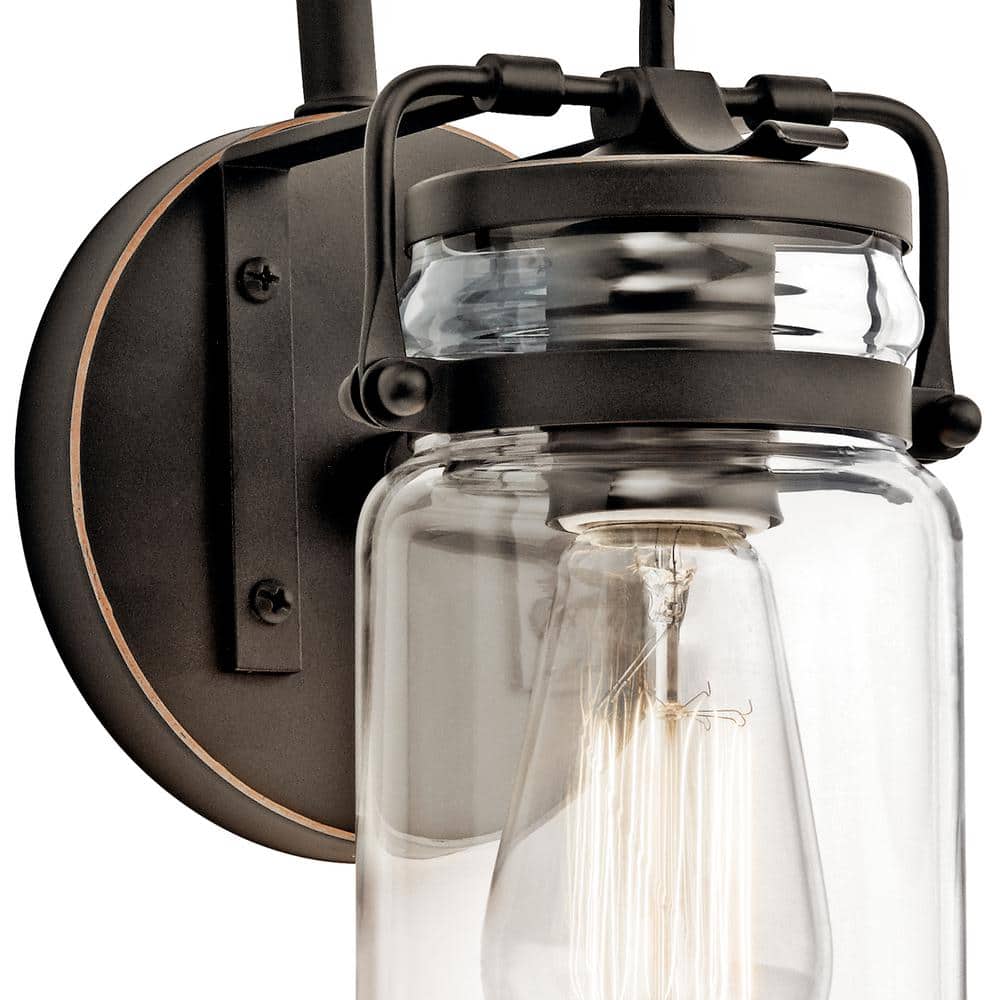Champagne Bronze Jelly Jar 5" Wall Sconce with Clear Glass Shade