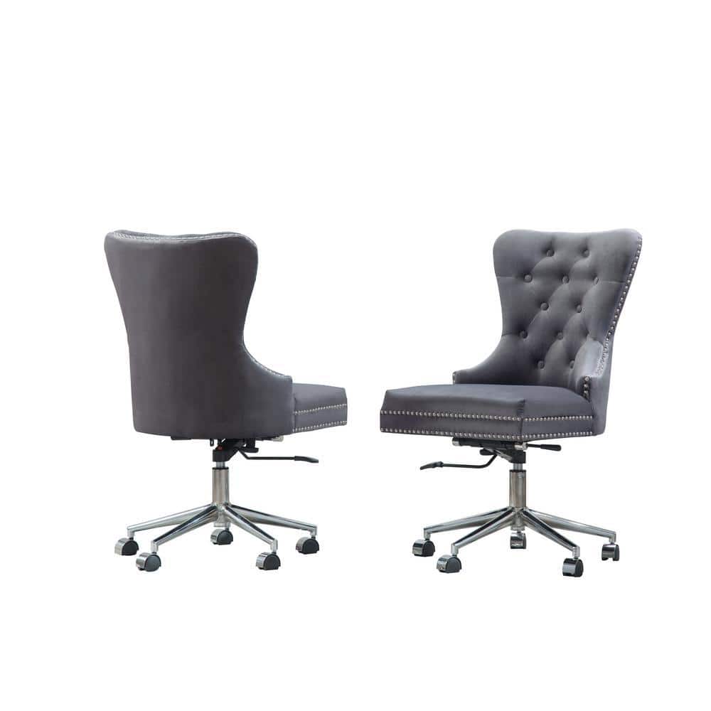 James Dark Gray Velvet Fabric Adjustable Office Chairs