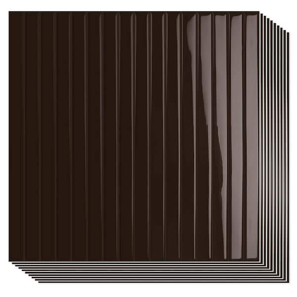 Brown Self Adhesive Wall Tile 12 in. x 12in. Peel and Stick Backsplash Vinyl Thicker for Kitchen, Bathroom, RV (10-Pack)