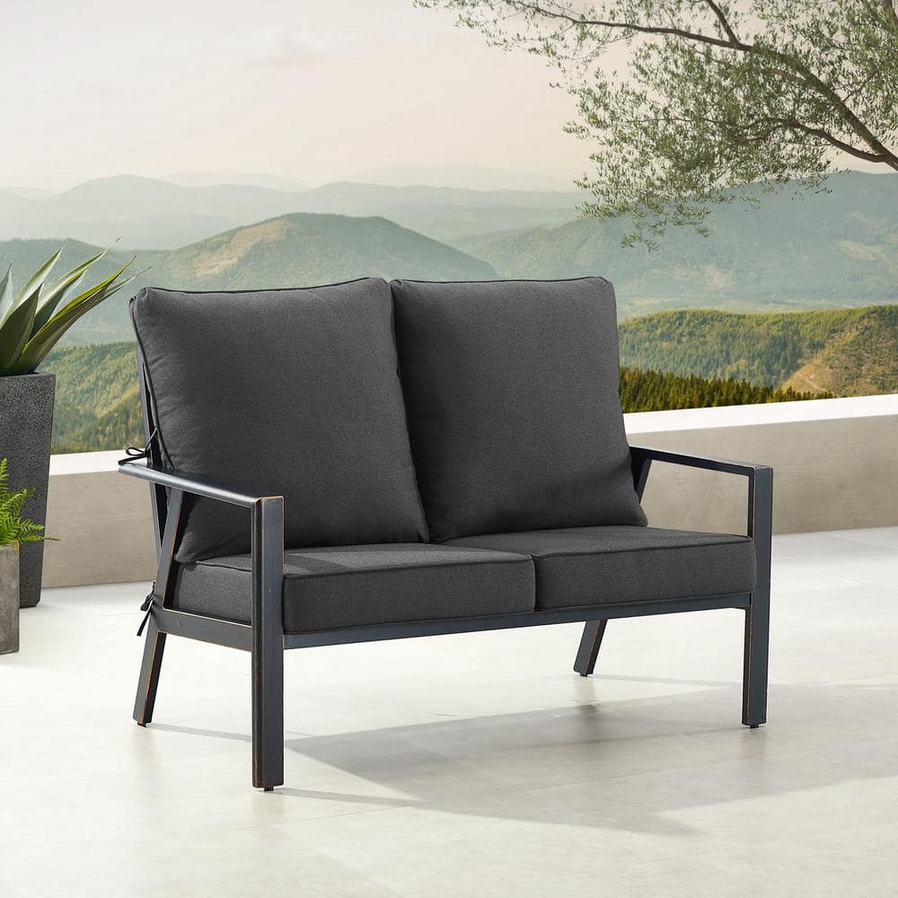 Black 1-Piece Aluminum Outdoor Loveseat with Black Cushion price history on PriceWatchPro