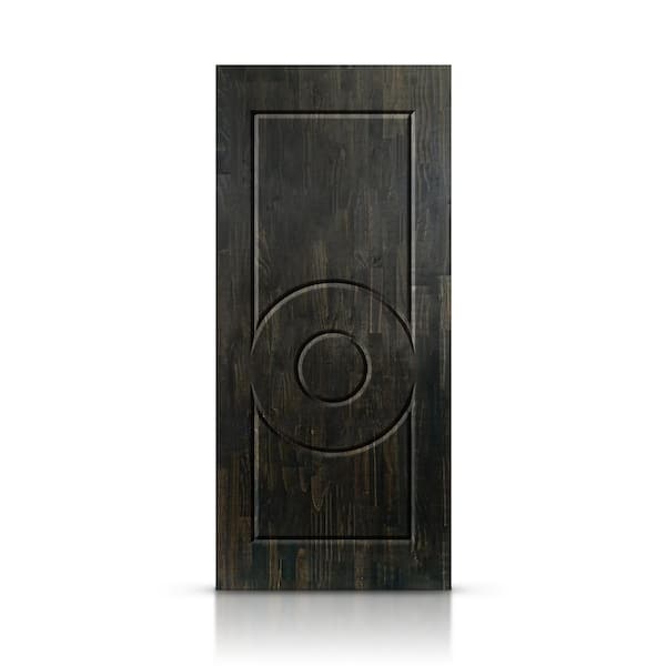 30 in. x 80 in. Charcoal Black Stained Pine Wood Modern Interior Door Slab
