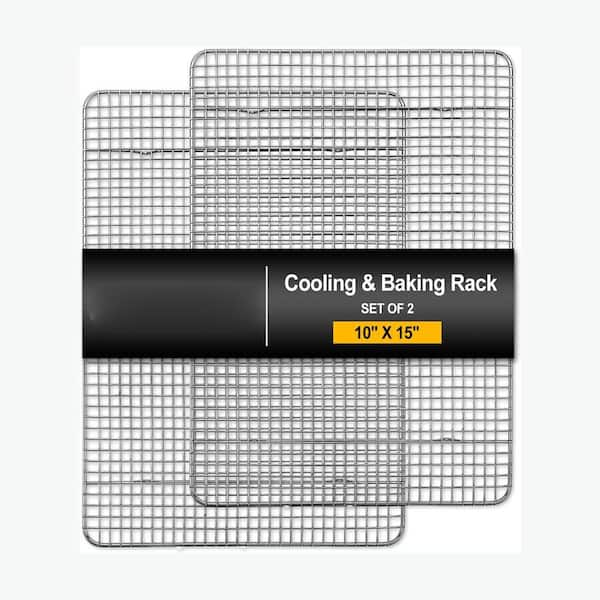 Stainless Steel Cooling Rack Oven Safe for Baking, Roasting, Grilling, Dishwasher Safe, 2-Pack