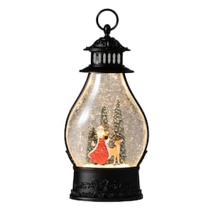 15.25 in. Lighted Christmas Santa And Deer Lantern, Multi-Colored