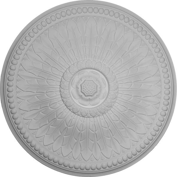 Ekena Millwork 42-1/2" x 4-5/8" Springtime Urethane Ceiling Medallion (Fits Canopies up to 9-3/8"), Primed White
