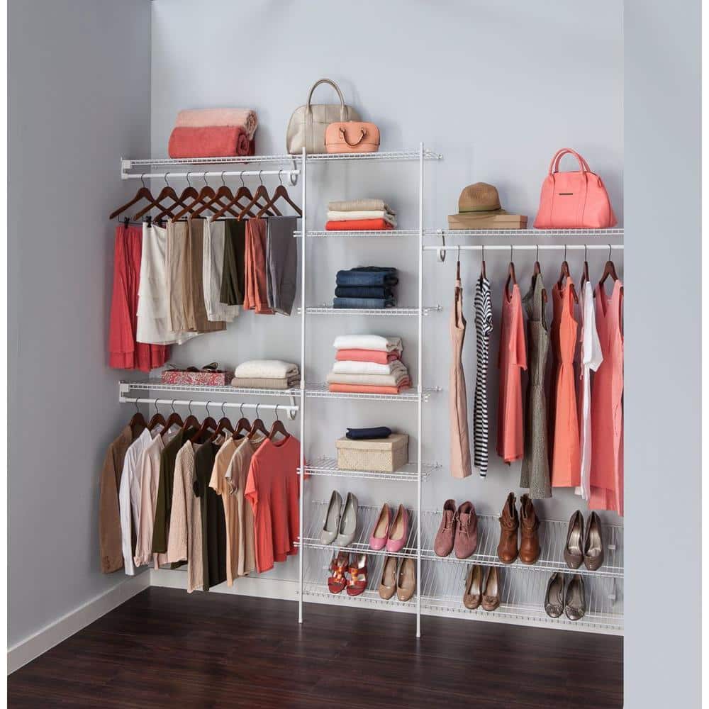 White Ventilated Steel 5ft to 8ft Closet Organizer Kit