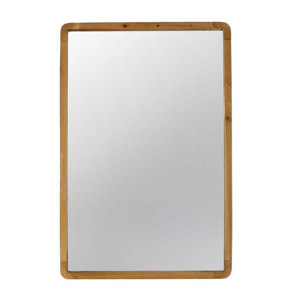Brown 23.6 in. W x 35.4 in. H Farmhouse Natural Rectangle Wood Framed Mirro