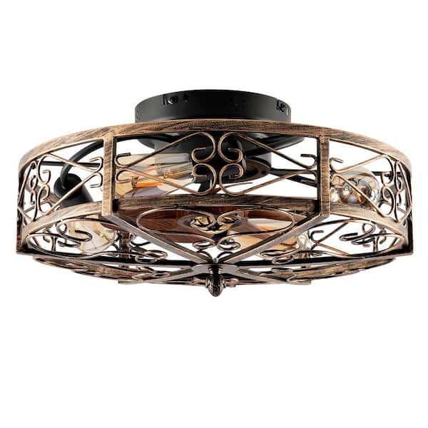 Lasaideal Thalovis 20 in. 4-Light Indoor Antique Bronze Flush