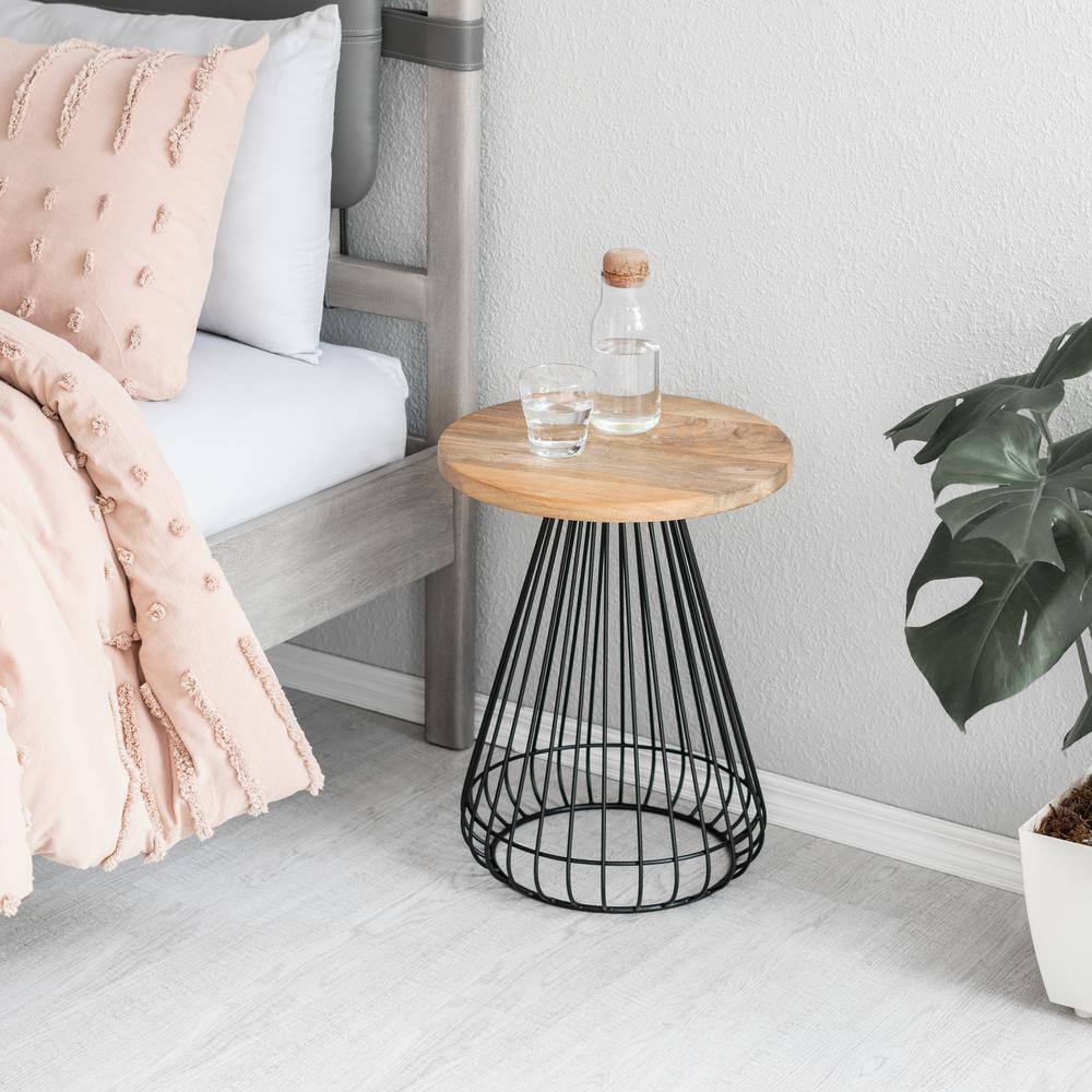 Melody 16 in Black 20 in Cage Mango Wood End Table - thumbnail 10