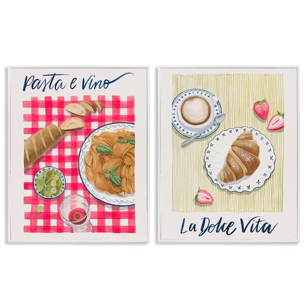 Stupell Industries Picnic Lunch and Brunch Meals by Grace Popp 2 Pieces White Framed Food Giclee Art Print 20 in. x 16 in.