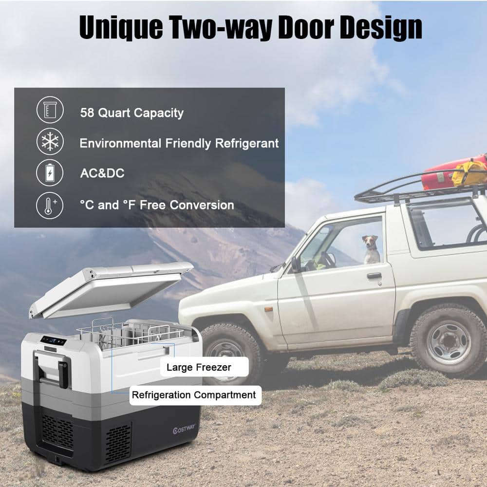 58 Quart Gray and Black Portable Electric Car Cooler