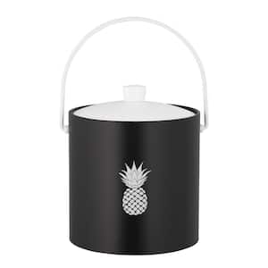 PASTIMES Pineapple 3 qt. Black Ice Bucket with Acrylic Cover