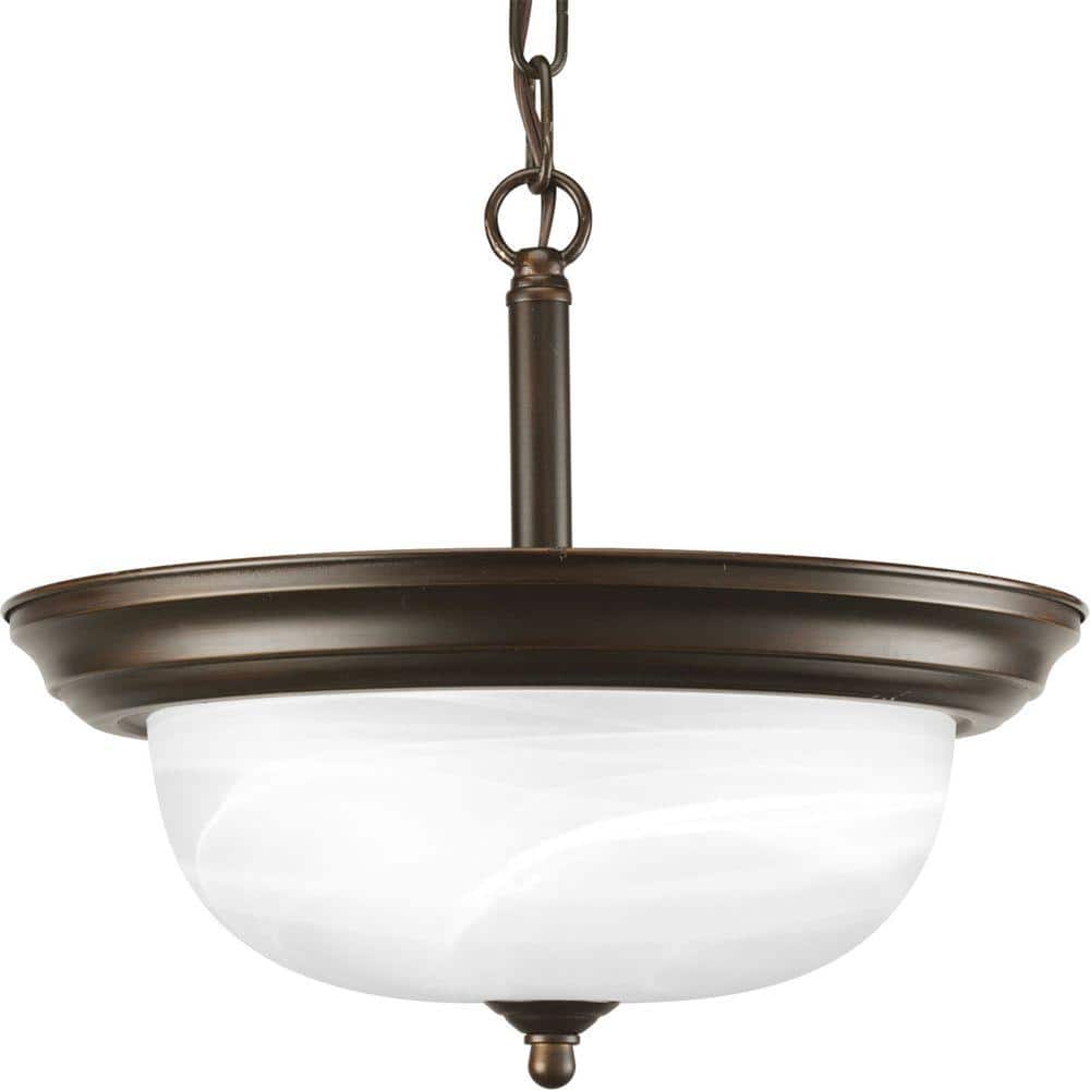 2-Light Antique Bronze Semi-Flush Mount