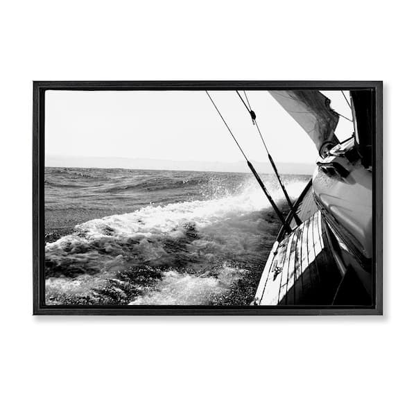Stupell Industries Boat & Splashing Wake by Kyle Black Floater Frame Typography Graphic Art Print 17 in. x 25 in.