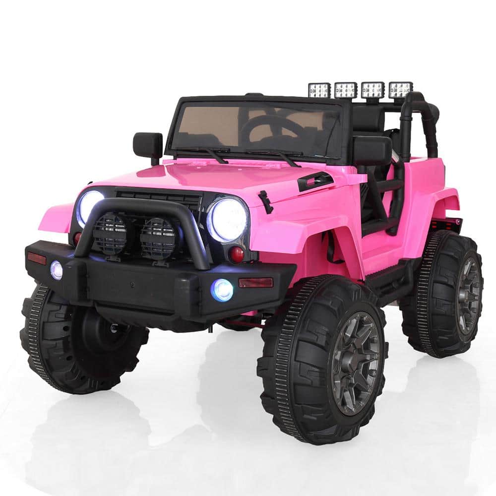 12V Electric Ride On Car Kids Jeep Toys Powered Remote Control Wheel Pink Music 