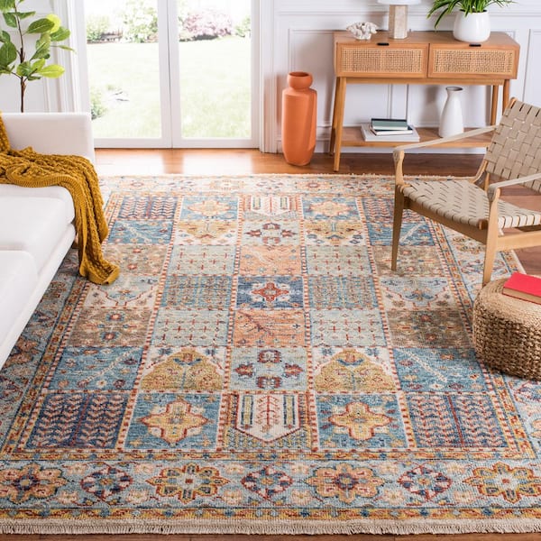Samarkand 6 ft. x 9 ft. Blue/Rust Quilt Area Rug