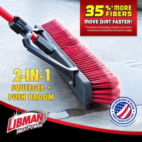24 in. High Power Heavy-Duty Multi-Surface Squeegee Push Broom with Brace and Steel Handle (4-Pack)
