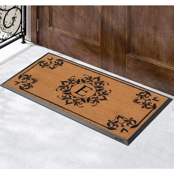 A1hc Rubber and Coir, 24 x 39 Heavy Duty Outdoor Monogrammed Doormat - Monogrammed E