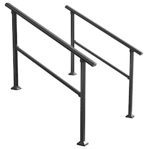 (2 Pack) 36 in. H x 54 in. W Black Wrought Iron for 3 or 4 Steps Stair Railing Kit