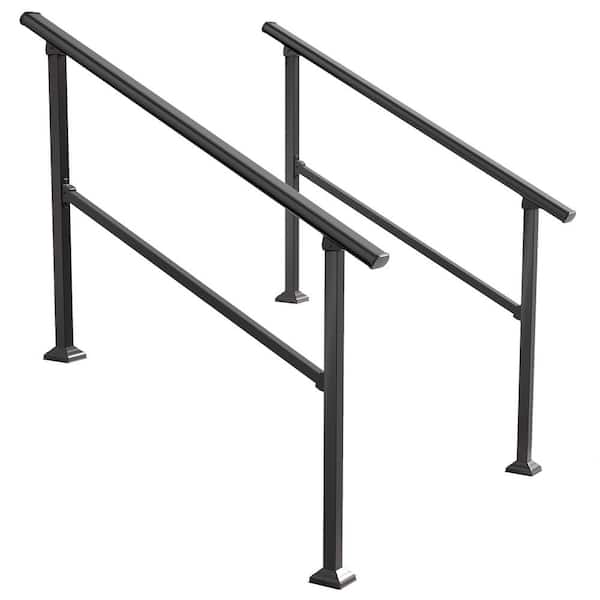 (2 Pack) 36 in. H x 54 in. W Black Wrought Iron for 3 or 4 Steps Stair Railing Kit