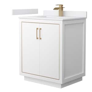 Icon 30 in. W x 22 in. D x 35 in. H Single Bath Vanity in White with White Cultured Marble Top