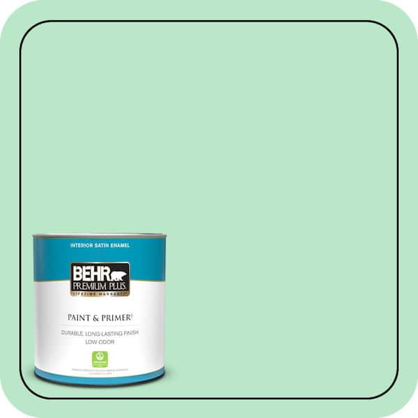 BEHR PREMIUM PLUS 1 qt. #460A-3 Canton Jade Satin Enamel Low Odor Interior Paint & Primer
