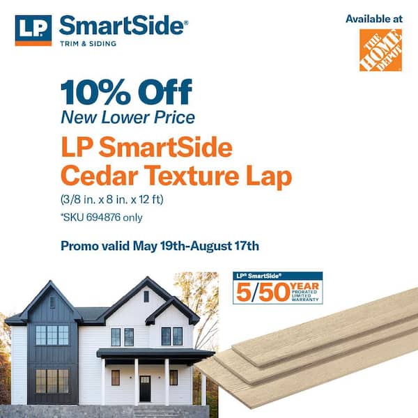 SmartSide 38 Series Cedar Texture Lap Engineered Treated Wood Siding, Application As 8 in. x 12 ft.