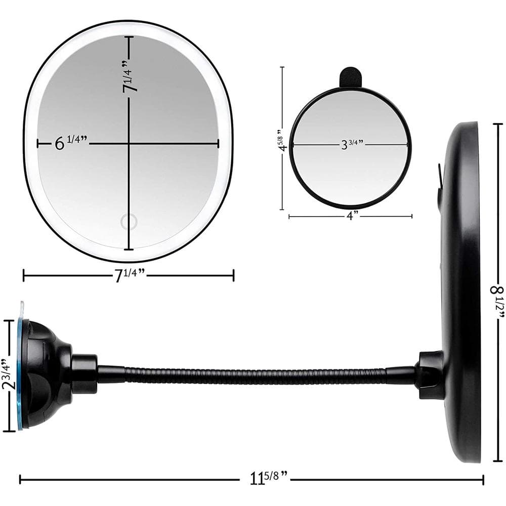 Antique Black Oval LED Wall Mounted Magnifying Mirror