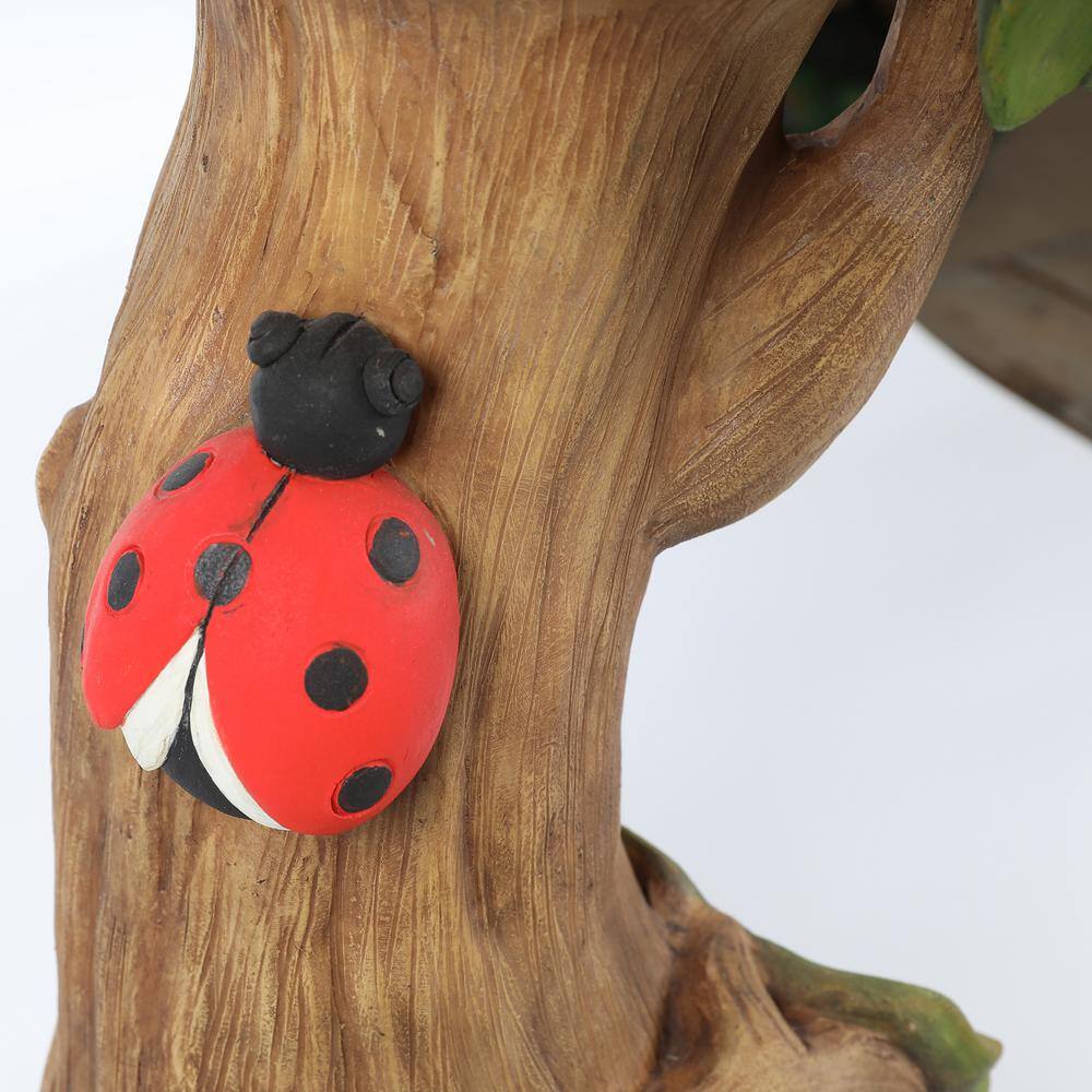 Yellow Sunflower Resin Birdbath with Ladybug Accent