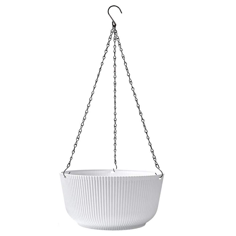 10 in. Hanging Planters for Indoor Outdoor Plants, 2-Pack White Self Watering Hanging Plant Pot ...
