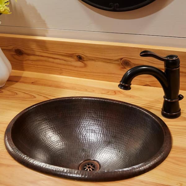 SINKOLOGY Schrodinger 18 Gauge 17 in. Copper Dual Flex Bath Sink in Aged Copper
