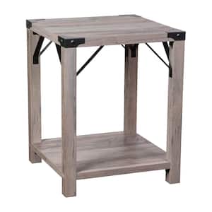18 in. Gray Wash Square Engineered Wood End Table