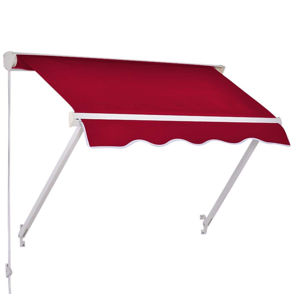 27.5 in. W Drop Arm Manual Retractable Patio Sun Window Awning with UV and Sun Protection and Included Hardware Wine Red price history on PriceWatchPro